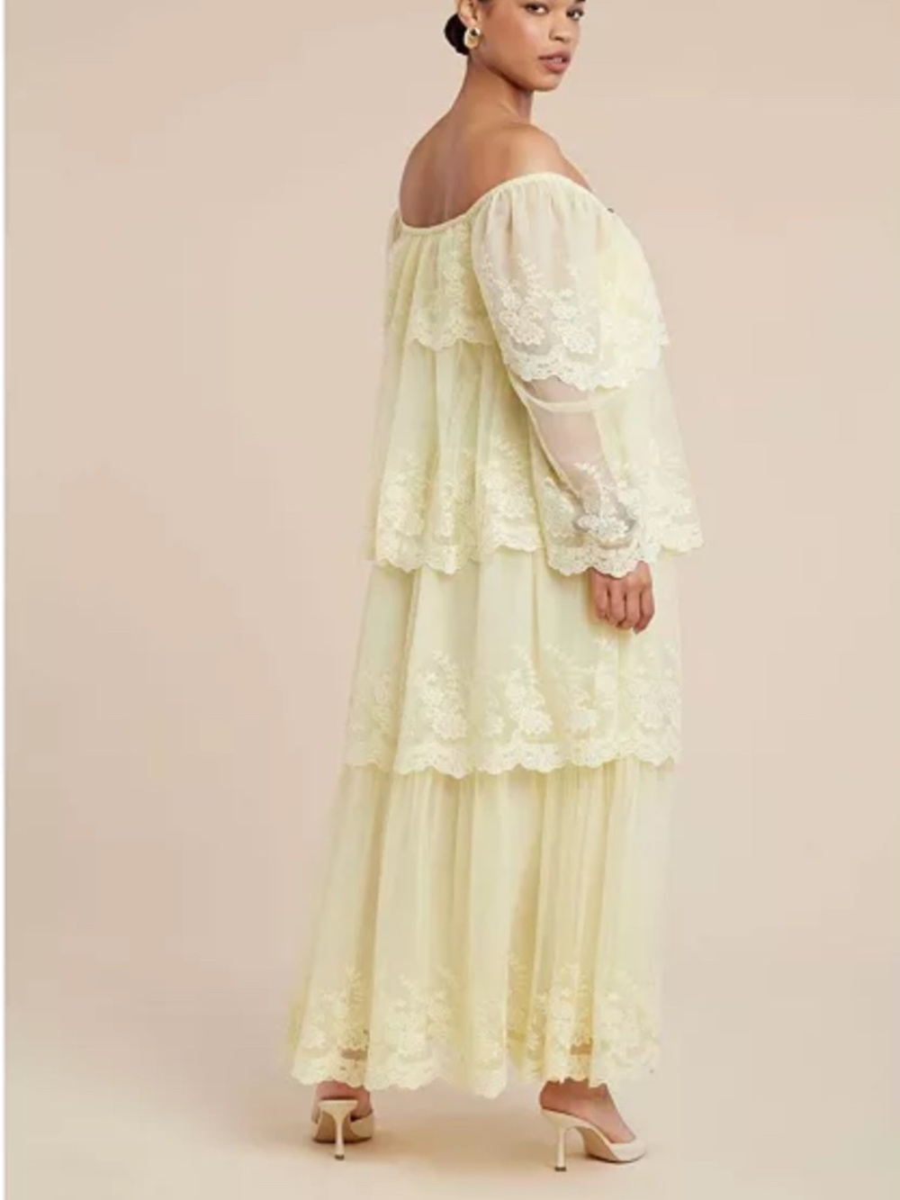 Eloquii Plus size tiered lace off the shoulder maxi
